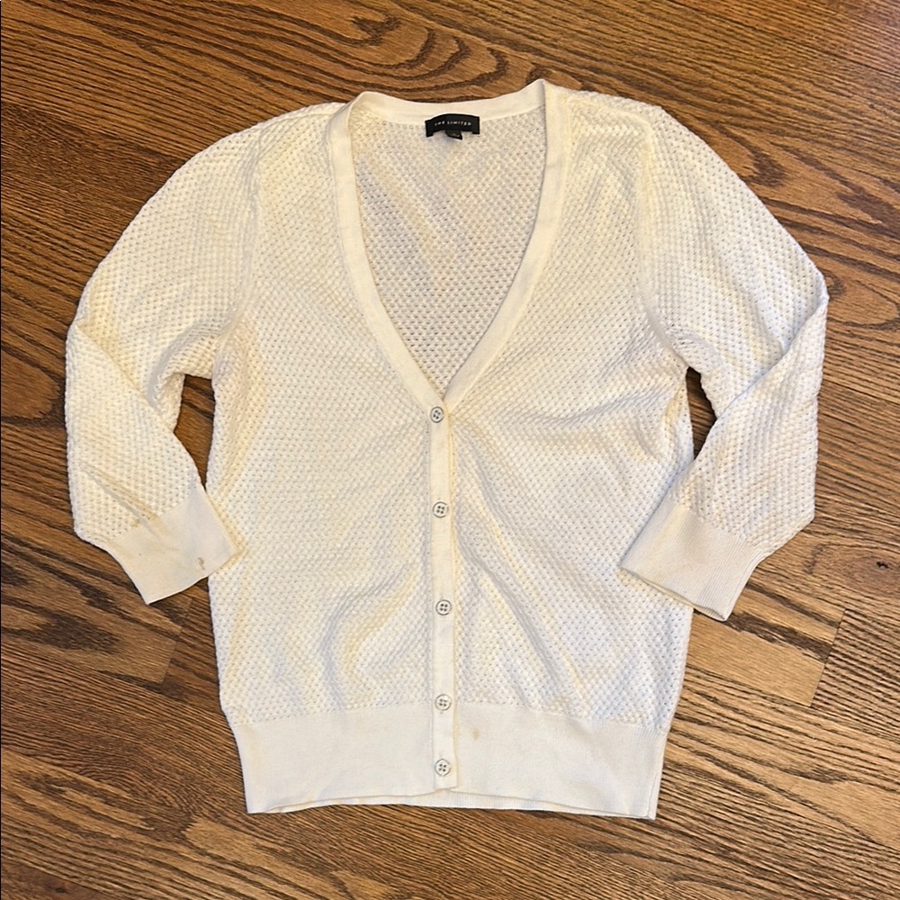 GUC The Limited White V-Neck Cardigan Sweater; S